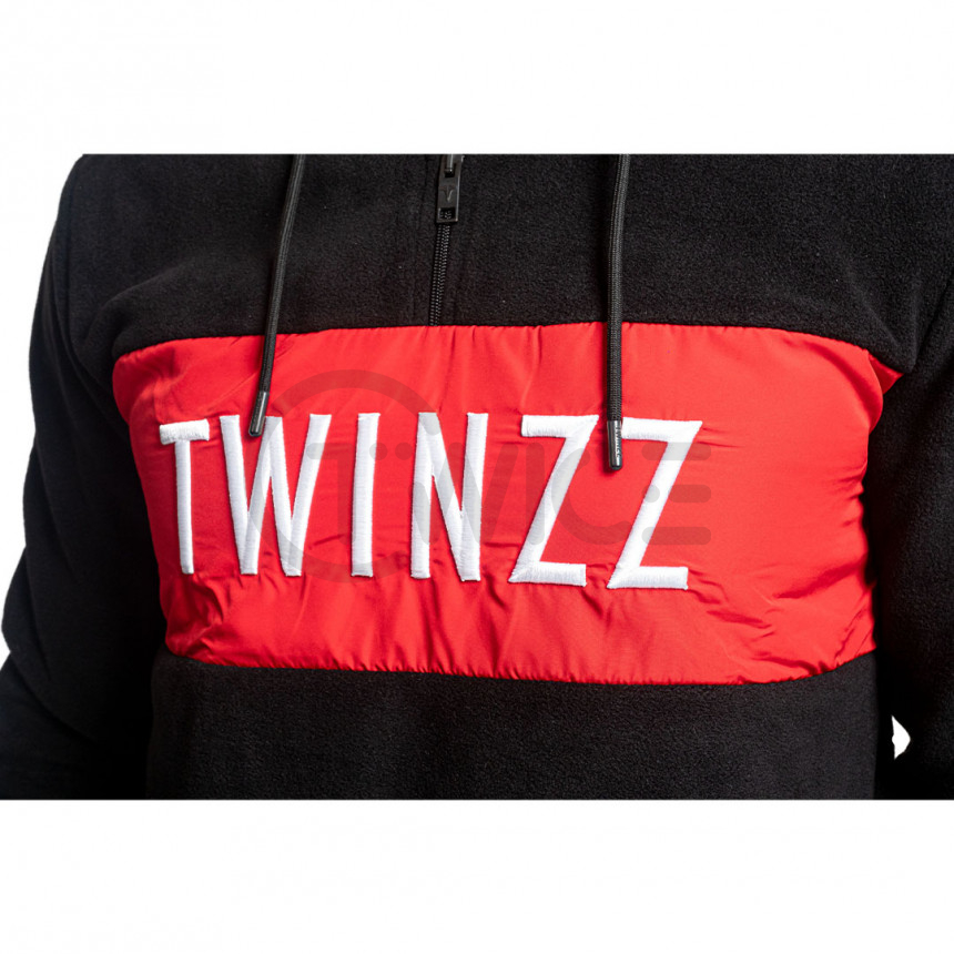 Czarna czerwono -pluszowa bluza Twinzz Królikarnia