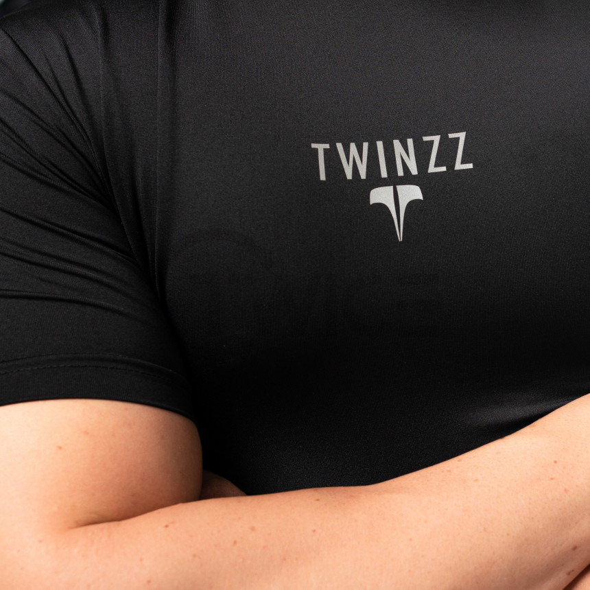 Czarna kompresja T -koszulka Twinzz Krótkie rękawy