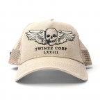 Brown Cap TWINZZ Winged Skull Trucker